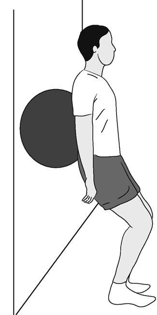 Lumbar stabilization exercise with Swiss ball, standing