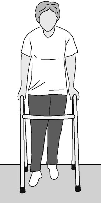 Illustration of woman using a walker after hip replacement