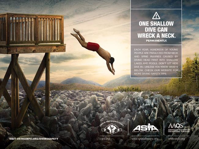 AAOS print public service advertisement on diving safety